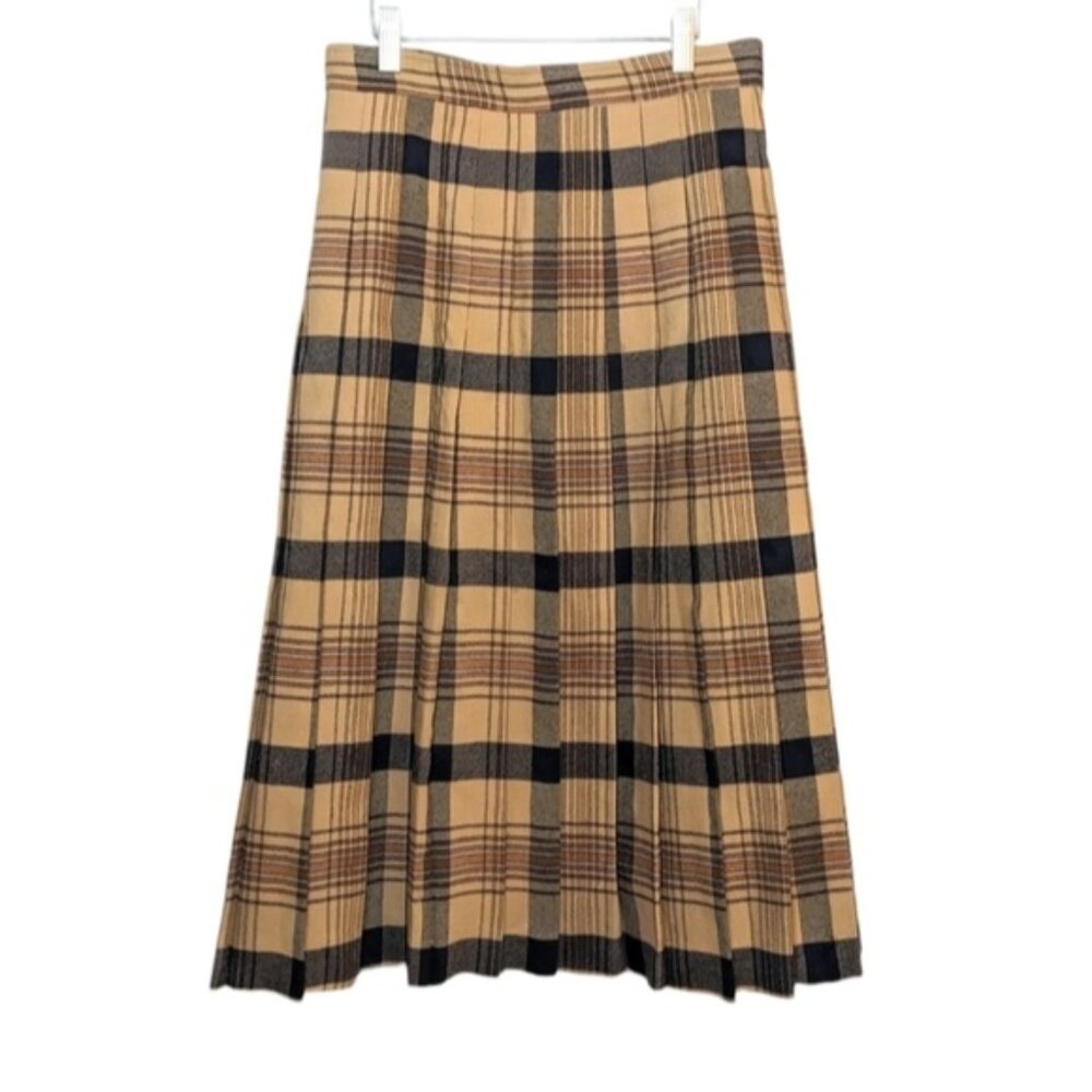 Vintage made in Italy plaid plitted homespun midi skirt small T13